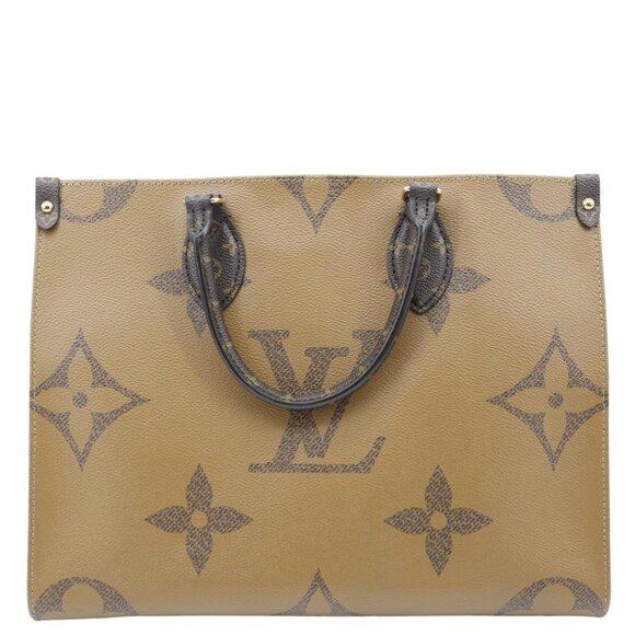 Louis Vuitton Onthego MM Giant Monogram Reverse Canvas Tote Bag Brown - Picture 5 of 16